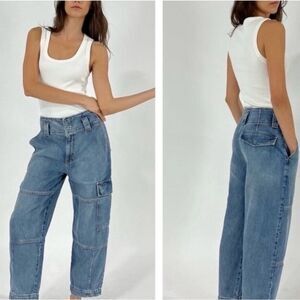 Anthropologie Etica Juni Relaxed Barrel Cargo in North Shore Jeans